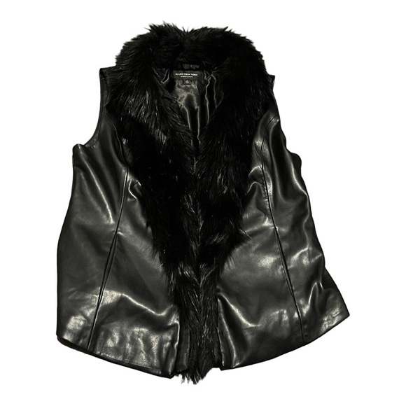 Women’s Marc New York Andrew Marc Faux Leather Faux Fur Collar Vest Size… - Picture 2 of 4